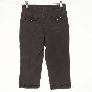 Women Size Small 28 Pants Capri  28 x 17 Brown Stretch Embroider Stud Boyfriend